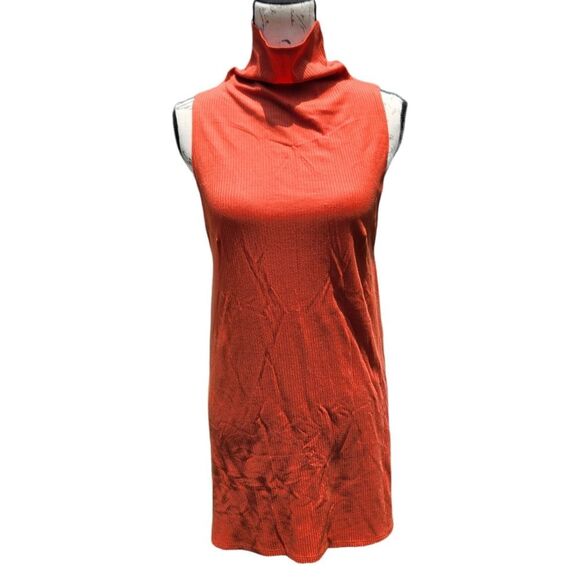 Reformation Orange Red Cali Dress Cowl Neck Flowy‎ Sleeveless Ribbed Size XS - Picture 1 of 8